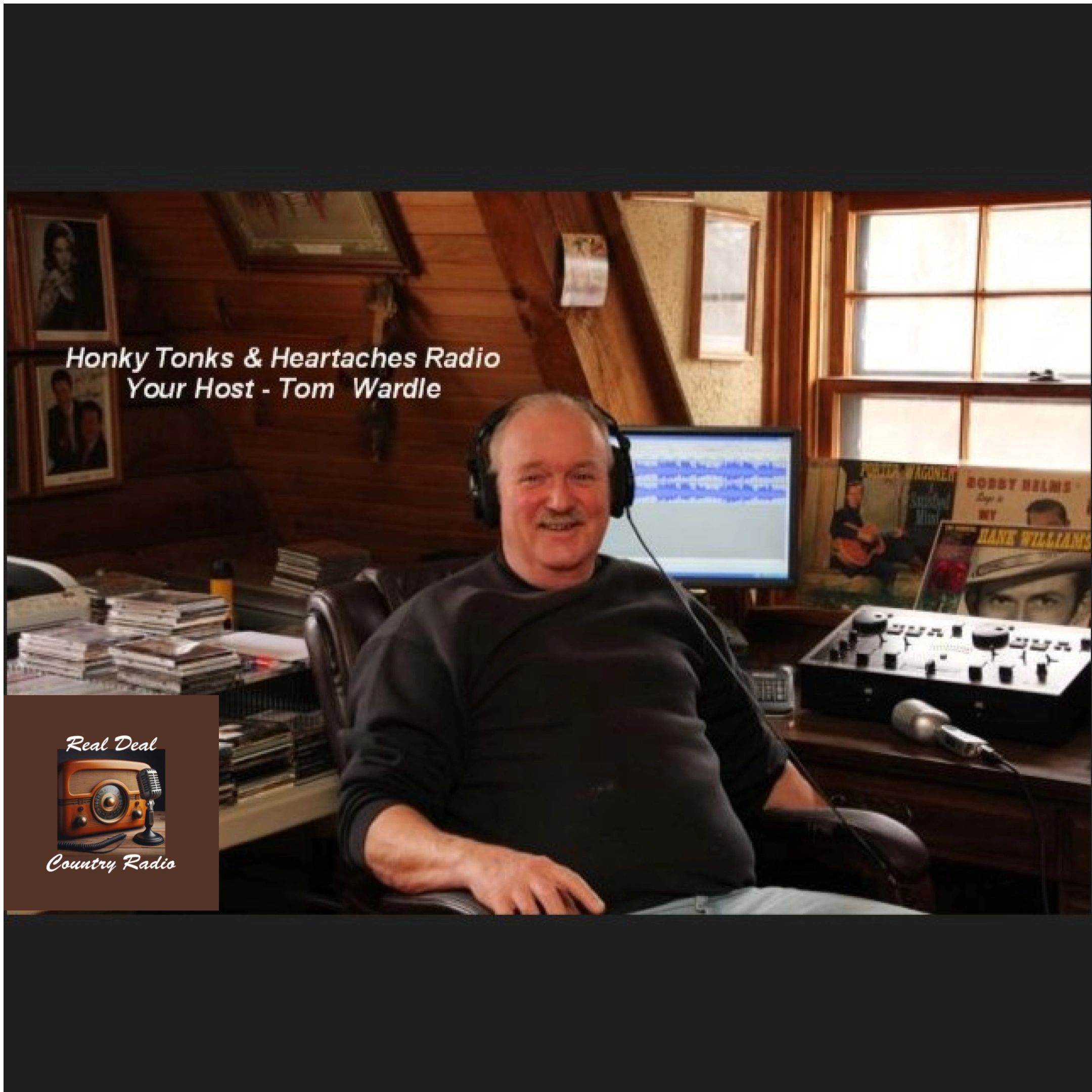 Tom Wardle host of Honky Tonks & Heartaches Radio in studio